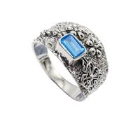 JEWELSTREZORO Pulsera de piedras preciosas de plata de ley 925, para hombre y mujer, joya hecha a mano TSR1122AA, 16, Metal precioso Piedras preci, Topacio azul