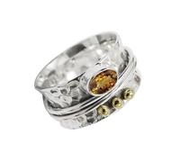 JEWELSTREZORO Spinner de plata de ley 925 maciza con piedras preciosas Andalucita cultivada en laboratorio de hombres y mujeres joyería TSR1068AZ7_53 (16.9)