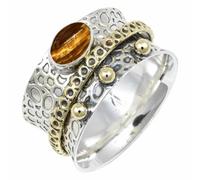 JEWELSTREZORO Spinner de plata de ley 925 maciza con piedras preciosas Ojo de tigre de todos tamaños hombres y mujeres joyería TSR1213CC26_72 (22.9)