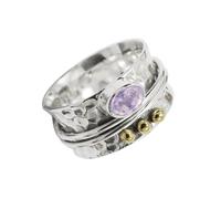 JEWELSTREZORO Spinner plata de ley 925 maciza con Cuarzo lavanda cultivado en laboratorio piedras preciosas para hombres y mujeres joyería TSR1068AX29_75 (23.9)