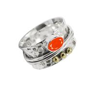 JEWELSTREZORO Spinner plata de ley 925 maciza con piedras preciosas Cornalina de todos tamaños para hombres y mujeres joyería TSR1068AF7_53 (16.9)