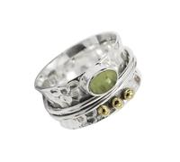 JEWELSTREZORO Spinner plata de ley 925 maciza con piedras preciosas Prehnita de todos tamaños para hombres y mujeres joyería TSR1068CH21_67 (21.3)