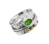 JEWELSTREZORO Spinner plata de ley 925 maciza con piedras preciosas Turquesa verde cobriza de para hombres y mujeres joyería TSR1068BJ29_75 (23.9)