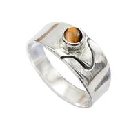 JEWELSTREZORO TSR1081AA - Anillo de plata de ley con piedras preciosas para hombre y mujer, todos los tamaños, hecho a mano, J 1/2, Metal Piedra preciosa., Ojo de tigre