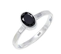 JEWELSTREZORO TSR108AA - Anillo de plata de ley 925 maciza para hombres y mujeres, hecho a mano, K 1/2, Metal Piedra preciosa., Ónix