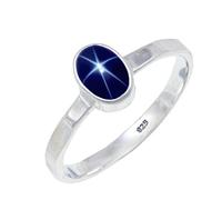JEWELSTREZORO TSR108AA - Anillo de plata de ley 925 maciza para hombres y mujeres, hecho a mano, Large, Metal Piedra preciosa., Blue Lindy Star cultivado en laboratorio