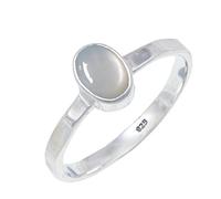 JEWELSTREZORO TSR108AA - Anillo de plata de ley 925 para hombre y mujer, todos los tamaños, 16, Metal precioso Piedras preci, Piedra de luna, blanca
