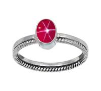 JEWELSTREZORO TSR109AA - Anillo de plata de ley 925 maciza para hombres y mujeres, hecho a mano, S, Metal Piedra preciosa., Lindy Star rosa cultivada en laboratorio
