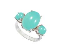 JEWELSTREZORO TSR1119CE_12 - Anillo de plata de ley con piedras preciosas de calcedonia para hombre y mujer, todos los tamaños, joyería hecha a mano, N 1/2, Metal Piedra preciosa., Calcedonia agua