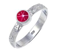 JEWELSTREZORO TSR111AA - Anillo de plata de ley 925 maciza para hombres y mujeres, hecho a mano, I, Metal Piedra preciosa., Lindy Star rosa cultivada en laboratorio