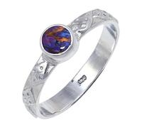 JEWELSTREZORO TSR111AA - Anillo de plata de ley 925 maciza para hombres y mujeres, hecho a mano, M 1/2, Metal Piedra preciosa., púrpura, cobre turquesa