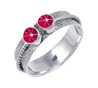JEWELSTREZORO TSR112AA - Anillo de plata de ley 925 maciza para hombres y mujeres, hecho a mano, K 1/2, Metal Piedra preciosa., Zafiro rosa Linde Star cultivado en laboratorio
