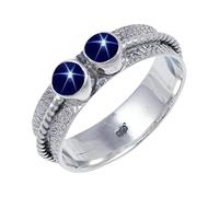 JEWELSTREZORO TSR112AA - Anillo de plata de ley 925 maciza para hombres y mujeres, hecho a mano, K 1/2, Metal Piedra preciosa., Zafiro azul Linde Star cultivado en laboratorio