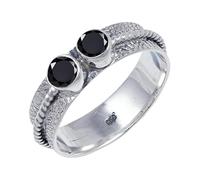 JEWELSTREZORO TSR112AA - Anillo de plata de ley 925 maciza para hombres y mujeres, hecho a mano, S 1/2, Metal Piedra preciosa., Ónix