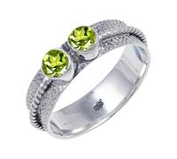 JEWELSTREZORO TSR112AA - Anillo de plata de ley 925 maciza para hombres y mujeres, hecho a mano, T, Metal Piedra preciosa., Peridoto