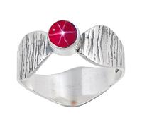 JEWELSTREZORO TSR113AA - Anillo de plata de ley 925 maciza para hombres y mujeres, hecho a mano, K, Metal Piedra preciosa., Zafiro rosa Linde Star cultivado en laboratorio