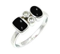 JEWELSTREZORO TSR1153AA - Anillo de plata de ley hecha a mano para hombre y mujer, de granate, para hombre y mujer, W, Metal Piedra preciosa., Ónix negro cabujón