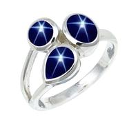 JEWELSTREZORO TSR1154AA - Anillo de plata de ley hecho a mano con piedras preciosas granate para hombre y mujer, J 1/2, Metal Piedra preciosa, Blue Lindy Star cultivado en laboratorio