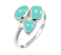 JEWELSTREZORO TSR1155AA - Anillo de plata de ley con piedras preciosas granate para hombres y mujeres, todos los tamaños, hecho a mano, J 1/2, Metal Piedra preciosa, Calcedonia agua