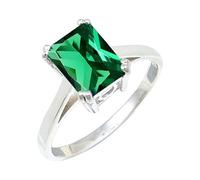 JEWELSTREZORO TSR1157AA - Anillo de plata de ley con piedras preciosas para hombres y mujeres, todos los tamaños, hecho a mano, K 1/2, Metal Piedra preciosa, Esmeralda cultivada en laboratorio