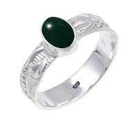 JEWELSTREZORO TSR117AA - Anillo de plata de ley 925 maciza para hombres y mujeres, hecho a mano, Petite, Metal Piedra preciosa., Jade verde