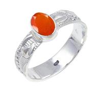 JEWELSTREZORO TSR117AA - Anillo de plata de ley 925 maciza para hombres y mujeres, hecho a mano, Q, Metal Piedra preciosa., Cornalina