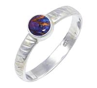 JEWELSTREZORO TSR118AA - Anillo de plata de ley 925 maciza para hombres y mujeres, hecho a mano, Petite, Metal Piedra preciosa., púrpura, cobre turquesa