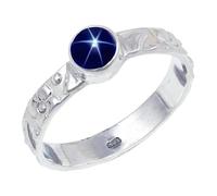 JEWELSTREZORO TSR121AA - Anillo de plata de ley 925 maciza para hombres y mujeres, hecho a mano, J 1/2, Metal Piedra preciosa., Blue Lindy Star cultivado en laboratorio