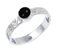 JEWELSTREZORO TSR121AA - Anillo de plata de ley 925 maciza para hombres y mujeres, hecho a mano, L 1/2, Metal Piedra preciosa., Ónix negro cabujón