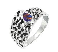 JEWELSTREZORO TSR1227AA - Anillo de plata de ley para hombre y mujer, hecho a mano, con piedras preciosas, K 1/2, Metal Piedra preciosa, púrpura, cobre turquesa