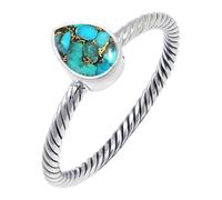 JEWELSTREZORO TSR122AA - Anillo de plata de ley 925 maciza para hombres y mujeres, hecho a mano, O 1/2, Metal Piedra preciosa., Azul cobre turquesa.