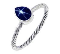 JEWELSTREZORO TSR122AA - Anillo de plata de ley 925 maciza para hombres y mujeres, hecho a mano, Q 1/2, Metal Piedra preciosa., Blue Lindy Star cultivado en laboratorio