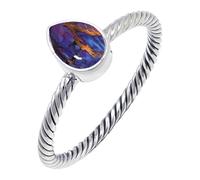 JEWELSTREZORO TSR122AA - Anillo de plata de ley 925 maciza para hombres y mujeres, hecho a mano, U 1/2, Metal Piedra preciosa., púrpura, cobre turquesa