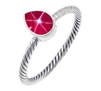JEWELSTREZORO TSR122AA - Anillo de plata de ley 925 maciza para hombres y mujeres, hecho a mano, V, Metal Piedra preciosa., Lindy Star rosa cultivada en laboratorio