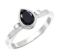 JEWELSTREZORO TSR1233AA - Anillo de plata de ley para hombre y mujer, hecho a mano, con piedras preciosas, S 1/2, Metal Piedra preciosa, Ónix