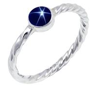 JEWELSTREZORO TSR123AA - Anillo de plata de ley 925 maciza para hombres y mujeres, hecho a mano, I, Metal Piedra preciosa., Blue Lindy Star cultivado en laboratorio