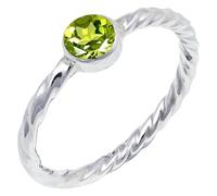 JEWELSTREZORO TSR123AA - Anillo de plata de ley 925 maciza para hombres y mujeres, hecho a mano, J 1/2, Metal Piedra preciosa., Peridoto