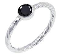 JEWELSTREZORO TSR123AA - Anillo de plata de ley 925 maciza para hombres y mujeres, hecho a mano, Q 1/2, Metal Piedra preciosa., Ónix