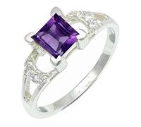 JEWELSTREZORO TSR1247AA - Anillo de plata de ley 925 maciza para hombres y mujeres, hecho a mano, P 1/2, Metal Piedra preciosa, Amatista