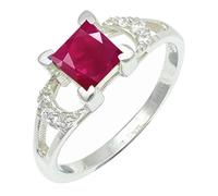 JEWELSTREZORO TSR1247AA - Anillo de plata de ley 925 maciza para hombres y mujeres, hecho a mano, S 1/2, Metal Piedra preciosa., Rubí cultivado en laboratorio