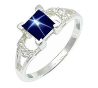 JEWELSTREZORO TSR1247AA - Anillo de plata de ley 925 maciza para hombres y mujeres, hecho a mano, S, Metal Piedra preciosa., Blue Lindy Star cultivado en laboratorio