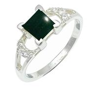 JEWELSTREZORO TSR1247AA - Anillo de plata de ley 925 maciza para hombres y mujeres, hecho a mano, U 1/2, Metal Piedra preciosa., Jade verde