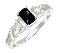 JEWELSTREZORO TSR1248AA - Anillo de plata de ley 925 maciza para hombre y mujer, joyería hecha a mano en todos los tamaños, H, Metal Piedra preciosa., Ónix negro cabujón