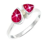 JEWELSTREZORO TSR1260AA - Anillo de plata de ley 925 maciza, hecho a mano para hombres y mujeres, R, Metal Piedra preciosa., Lindy Star rosa cultivada en laboratorio