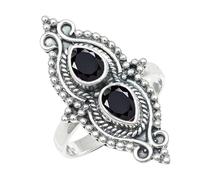 JEWELSTREZORO TSR1273AA - Anillo de plata de ley 925 maciza, hecho a mano para hombres y mujeres, S 1/2, Metal Piedra preciosa., Ónix