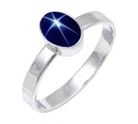 JEWELSTREZORO TSR129AA - Anillo de plata de ley 925 maciza para hombres y mujeres, hecho a mano, O, Metal Piedra preciosa., Blue Lindy Star cultivado en laboratorio