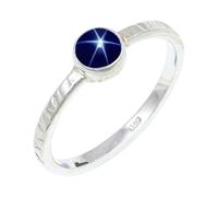 JEWELSTREZORO TSR132AA - Anillo de plata de ley 925 maciza para hombres y mujeres, hecho a mano, L 1/2, Metal Piedra preciosa., Blue Lindy Star cultivado en laboratorio