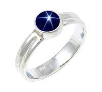 JEWELSTREZORO TSR133AA - Anillo de plata de ley 925 maciza para hombres y mujeres, hecho a mano, I, Metal Piedra preciosa., Blue Lindy Star cultivado en laboratorio
