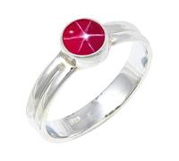 JEWELSTREZORO TSR133AA - Anillo de plata de ley 925 maciza para hombres y mujeres, hecho a mano, Medium, Metal Piedra preciosa., Lindy Star rosa cultivada en laboratorio