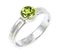 JEWELSTREZORO TSR133AA - Anillo de plata de ley 925 maciza para hombres y mujeres, hecho a mano, O, Metal Piedra preciosa., Peridoto